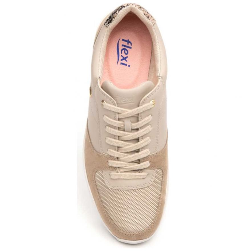 Tenis para Mujer con Plataforma Color Beige Flexi