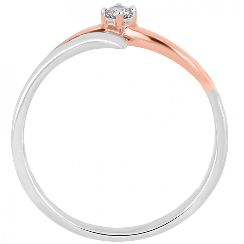 Anillo 14Kt Y Diamante Oro Combinado Romanza