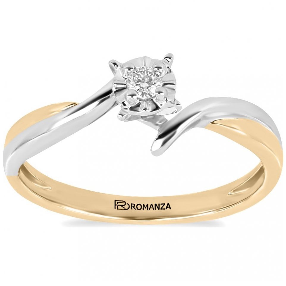 Anillo 14Kt Y Diamante Oro Blanco Romanza