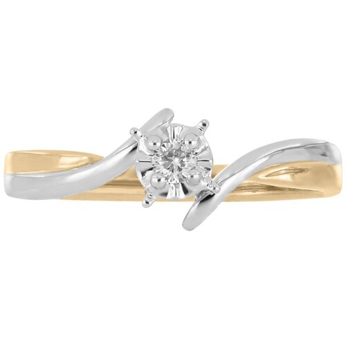 Solitario Oro Bicolor 14K y 0.06 Ct Diamante Romanza