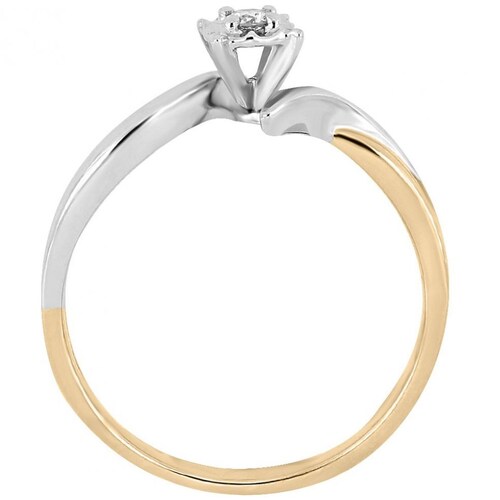 Solitario Oro Bicolor 14K y 0.06 Ct Diamante Romanza