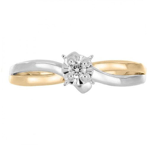 Anillo 14Kt Y Diamante  Oro Combinado Romanza