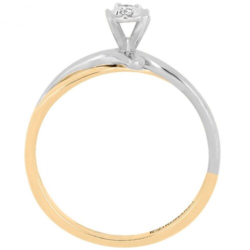 Anillo 14Kt Y Diamante  Oro Combinado Romanza