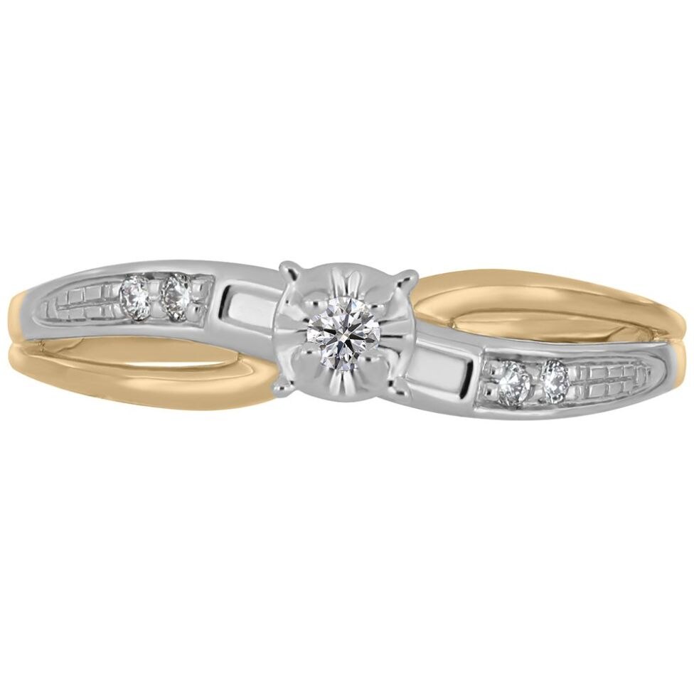 Anillo 14Kt Y Diamante Oro Amarillo Romanza