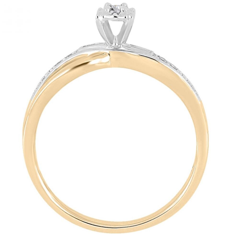 Anillo 14Kt Y Diamante Oro Amarillo Romanza