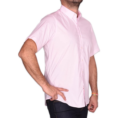 Camisa Rosa Manga Corta J Opus para Hombre