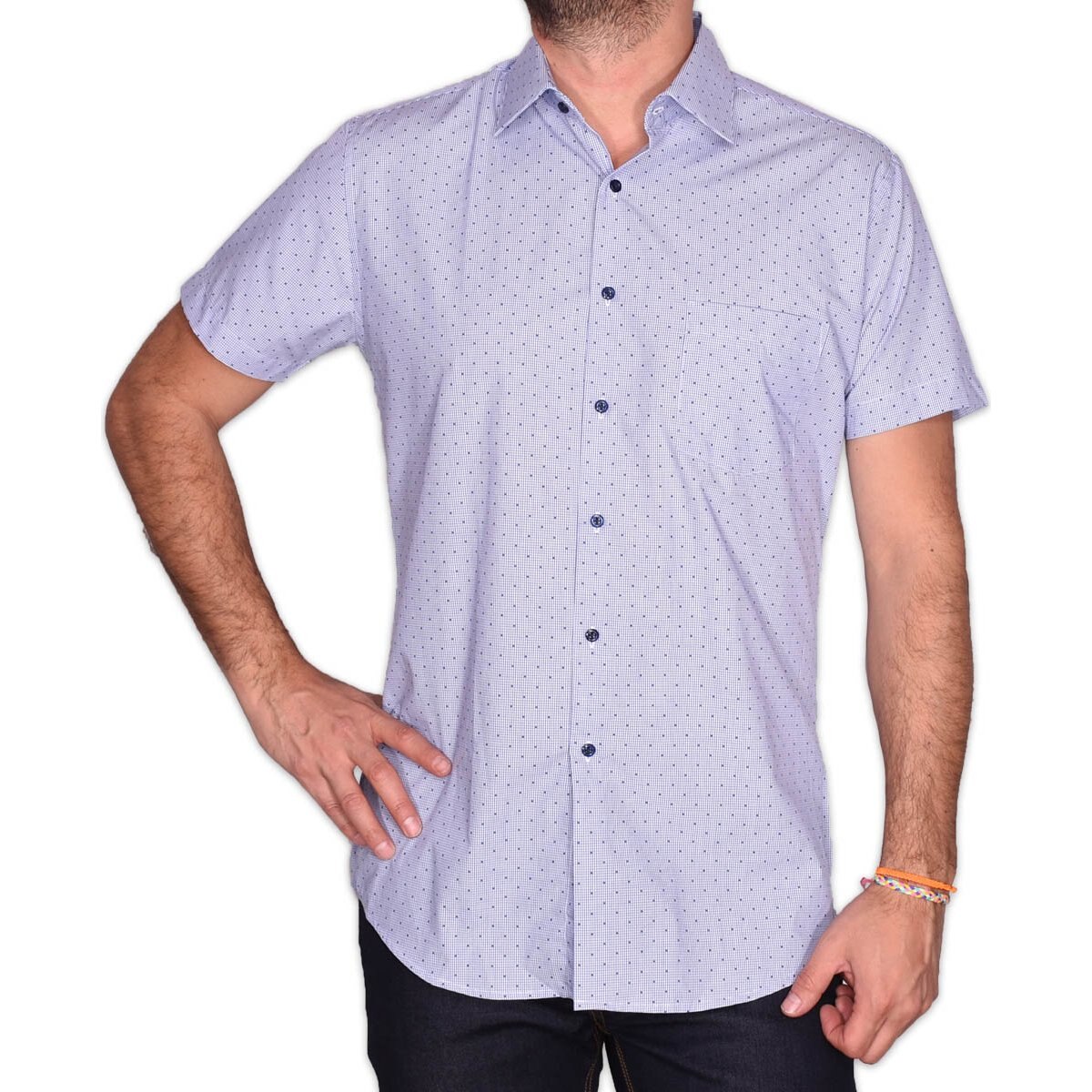 Camisa Azul Manga Corta para Caballero Bruno Magnani Modelo U398