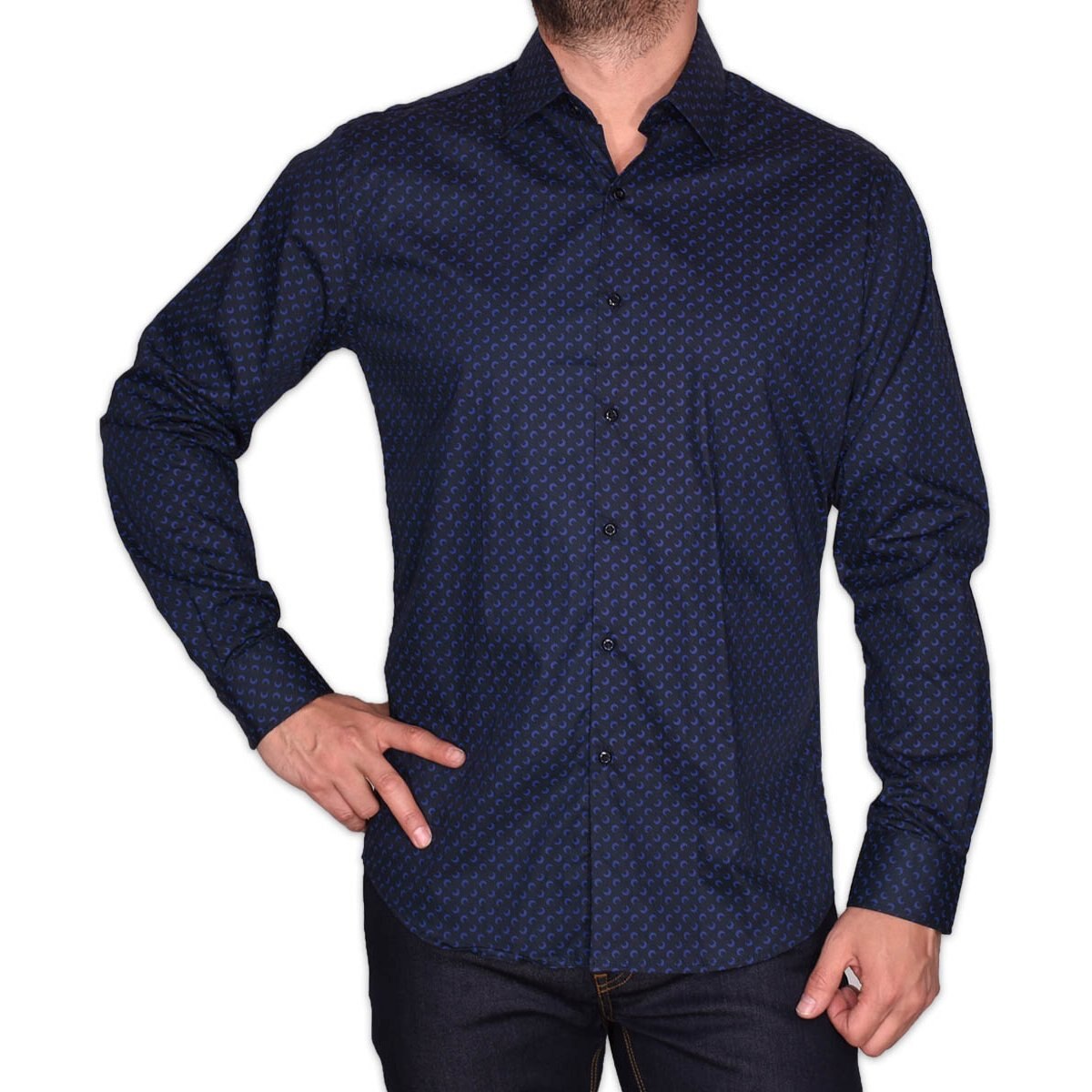 Camisa Azul Obscuro Manga Larga para Caballero Bruno Magnani Modelo U342