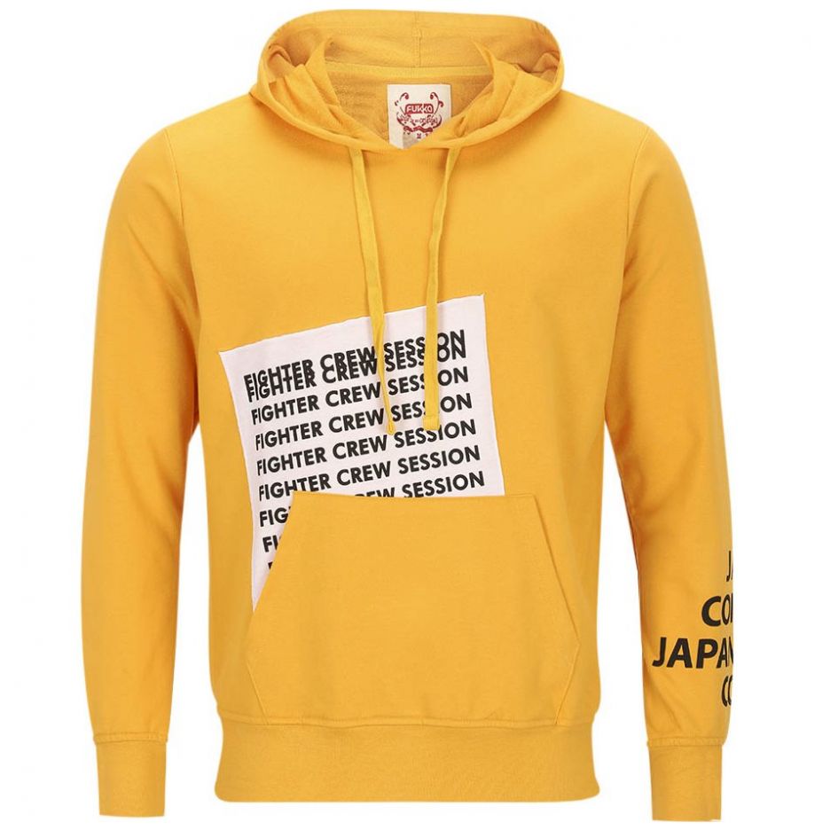 Sudadera Mostaza con Capucha Y Estampado para Caballero Fukka Modelo B17B510