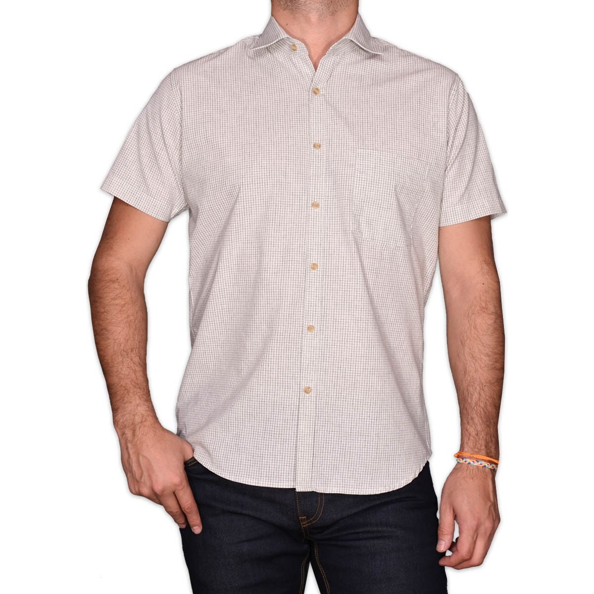 Camisa Beige Manga Corta para Caballero Lombardi Modelo Lb2104
