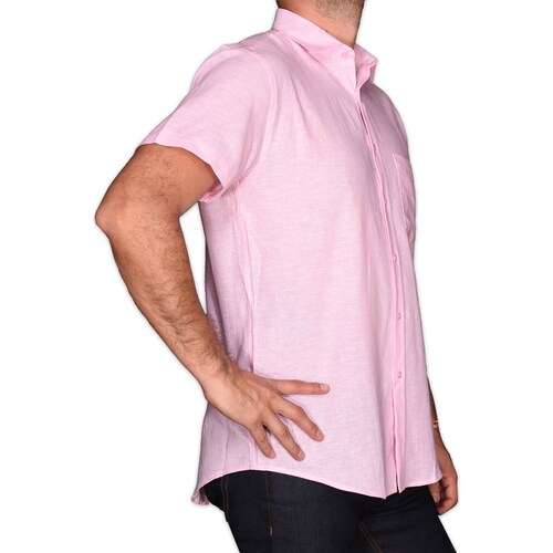 Camisa Rosa Manga Corta para Caballero Lombardi Modelo Lb2130