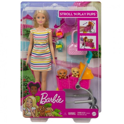 Barbie Sisters & Pets Carriola de Perritos