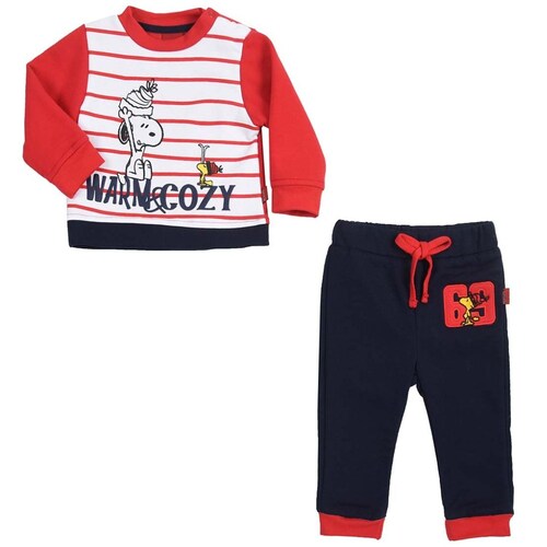 Conjunto de Pants Y Sudadera a Rayas al Frente para Bebé Snoopy Modelo P-2635