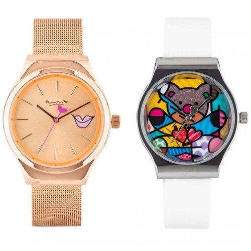 Set de Reloj Oro Rosa para Dama Romero Britto Modelo Arb16Rblrt