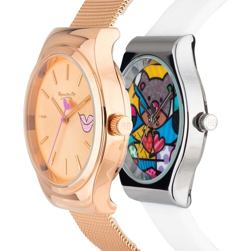 Set de Reloj Oro Rosa para Dama Romero Britto Modelo Arb16Rblrt