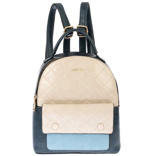 Bolso Backpack Beige con Azul Jennyfer