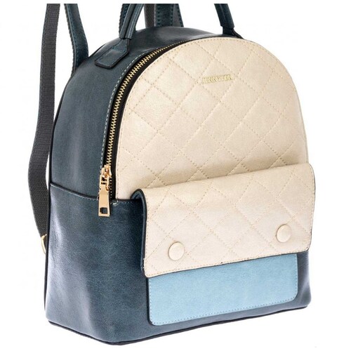 Bolso Backpack Beige con Azul Jennyfer