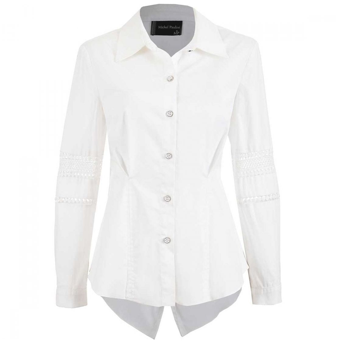 blusa blanca con bolas negras