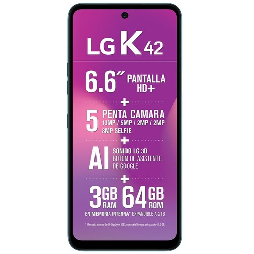 Celular LG K42 K420 Color Azul R9 (Telcel)