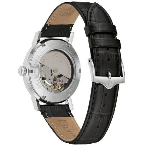 Reloj de Piel Negro Bulova para Caballero Modelo 96A244