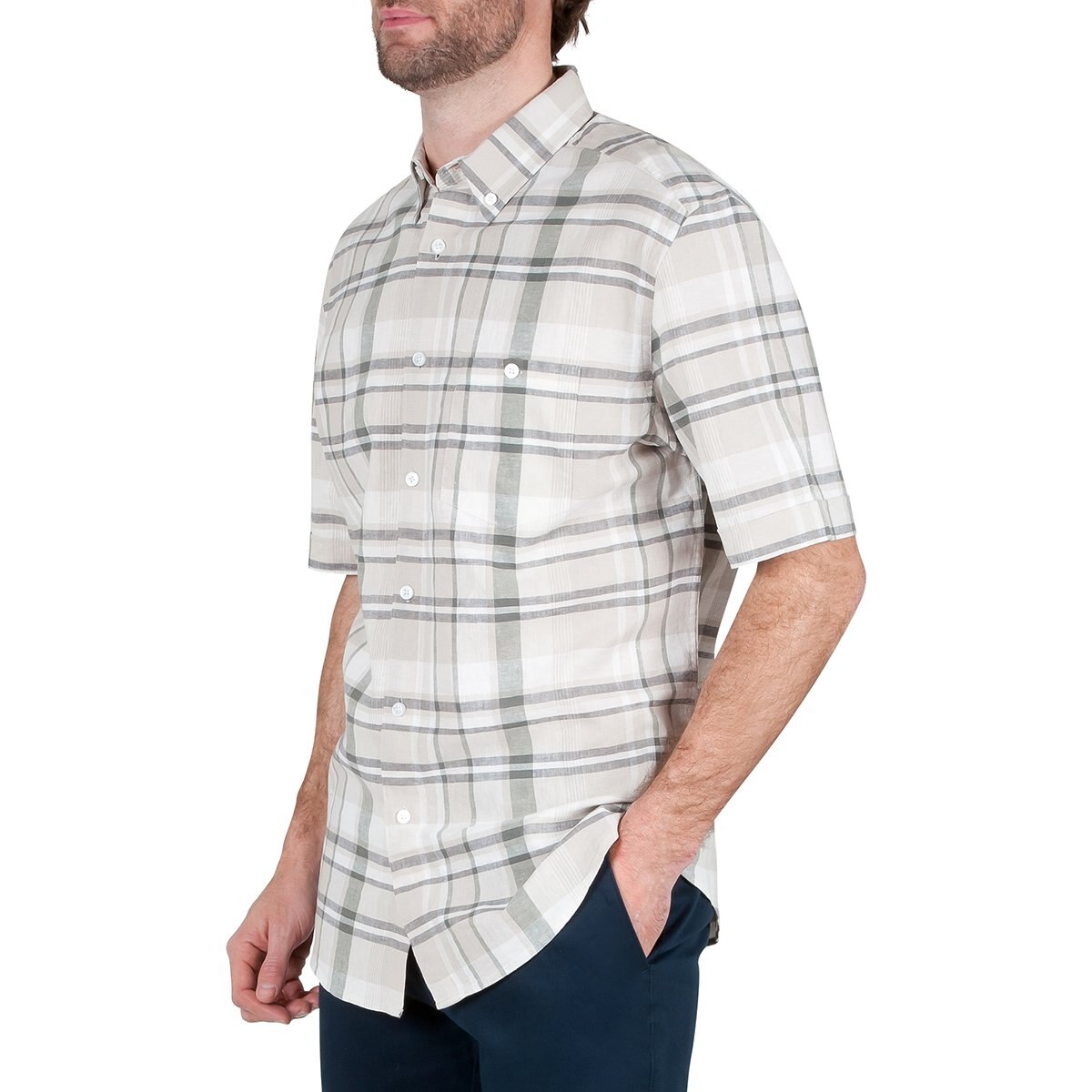 Camisa cafe claro online hombre