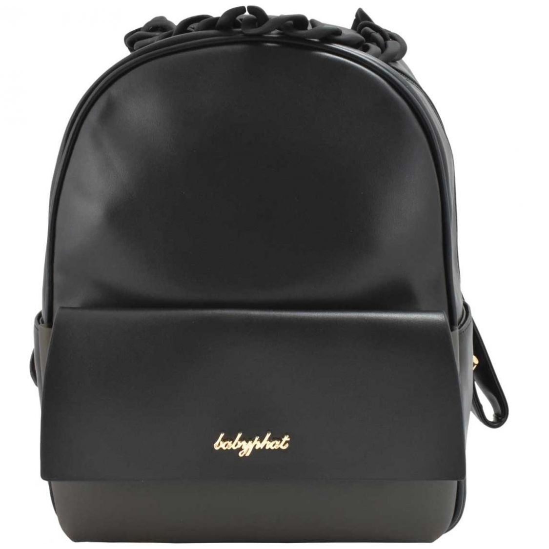 Backpack Baby Phat Negro con Bolsillo Frontal Y Asa Acrílica