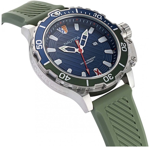Reloj de Silicón Verde Olivo para Hombre Nautica R Modelo Elo Napgls113