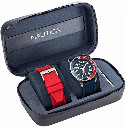 Reloj de Silicón Azul/rojo para Hombre Nautica R Modelo Elo Nappbs164