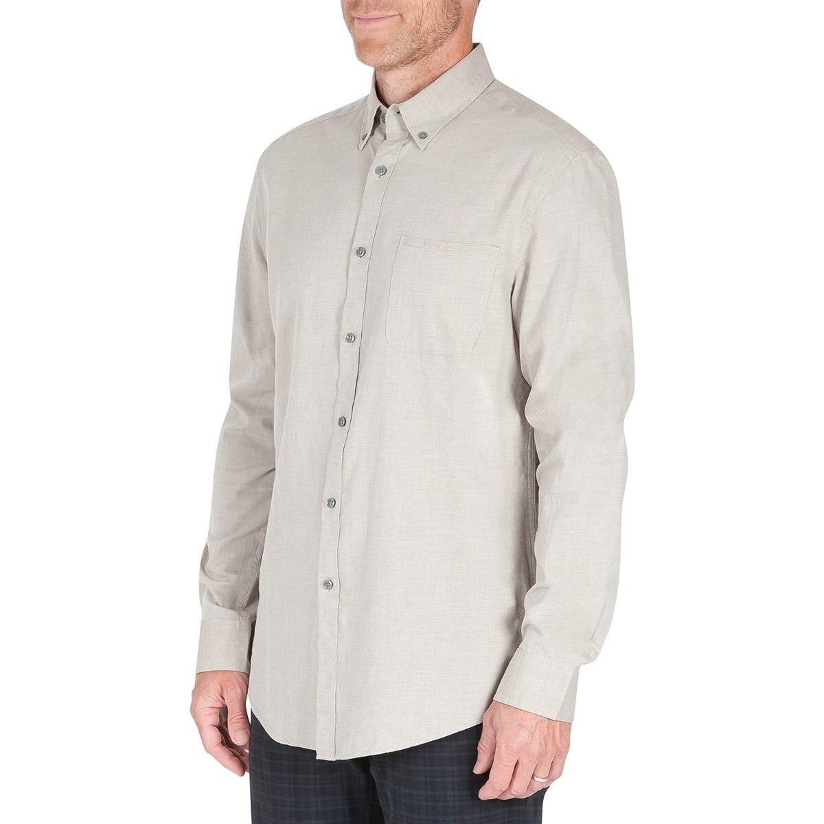 Camisa Manga Larga Lisa Dos Tonos Cuello Abot Bol Izq en el