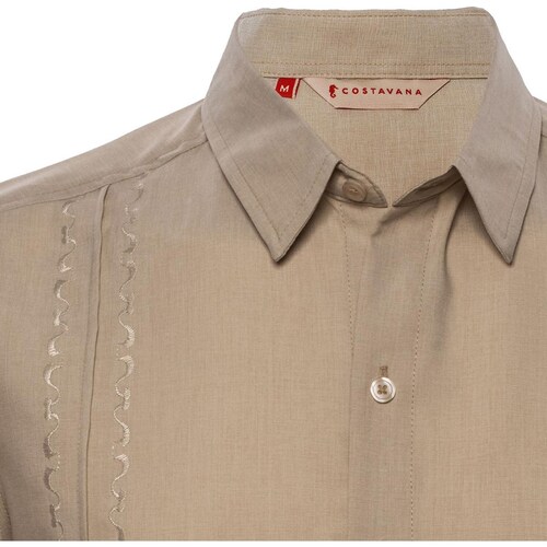 Camisa Caf&eacute; Claro Manga Corta para Caballero Costavana Modelo 1661C