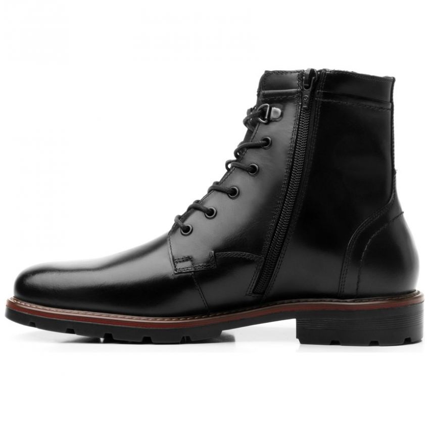 Bota De Piel Negra Con Agujeta Quirelli Para Caballero Modelo 88609N