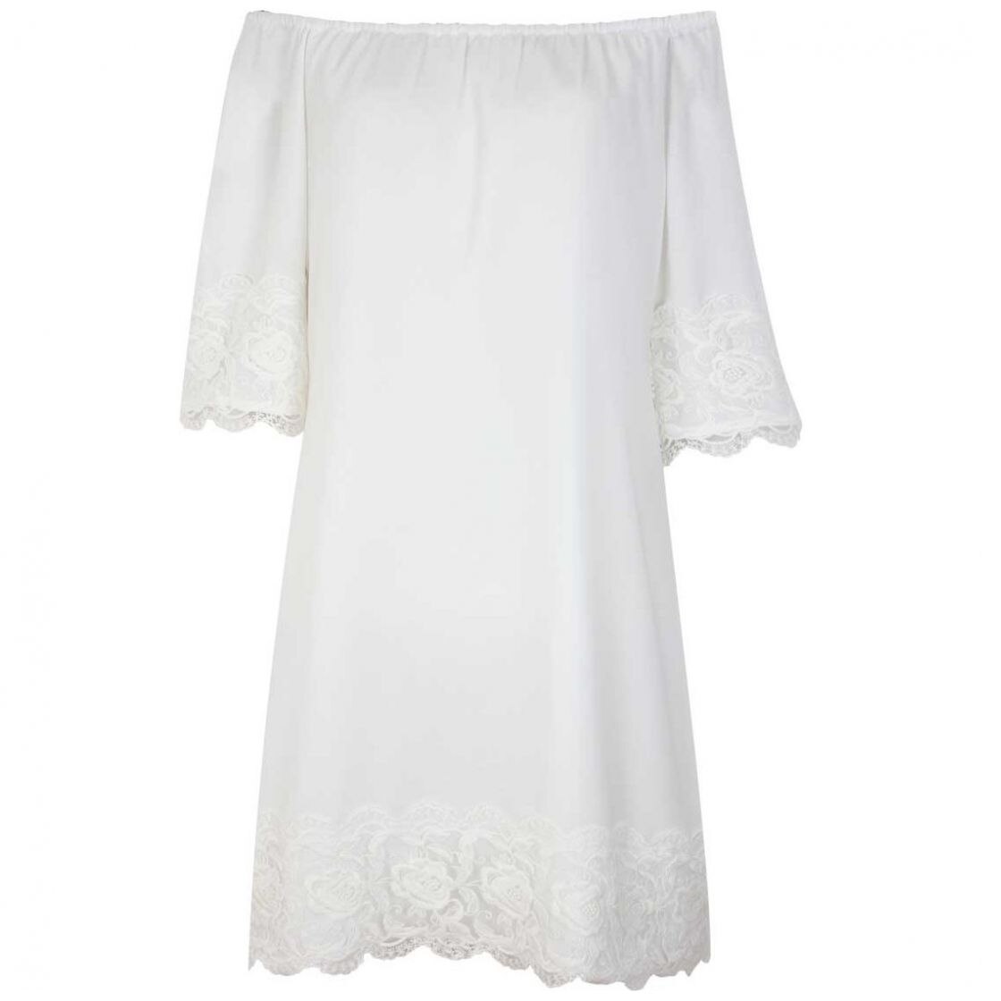 Vestido Manga Campana Cuello off Shoulder Elle