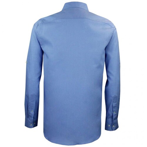 Camisa Manga Larga Lisa de Lino Azul para Caballero Polo Club Modelo Pl028