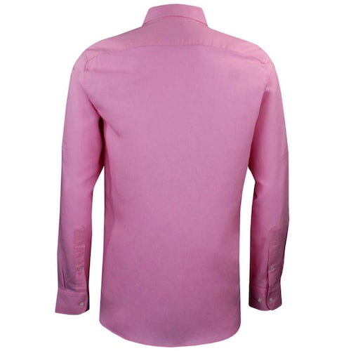 Camisa Manga Larga Lisa de Lino Rosa para Caballero Polo Club Modelo Pl029