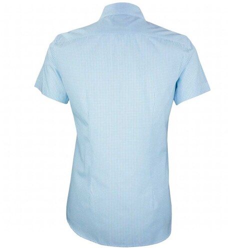 Camisa Manga Corta Slim Fit a Cuadros Cielo para Caballero Polo Club Modelo P10959