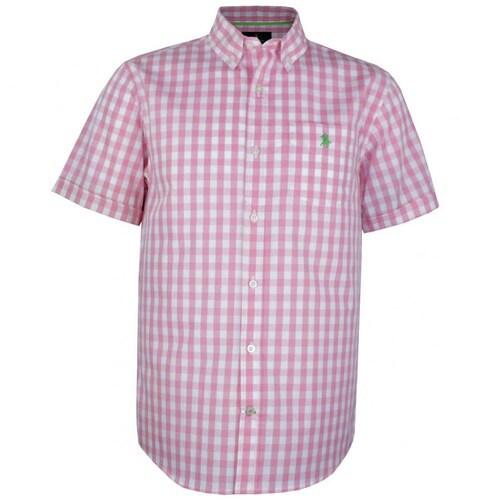 Camisa Manga Corta a Cuadros Rosa para Caballero Polo Club Modelo P10982