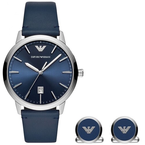 Set de Reloj Azul y Mancuernillas Emporio Armani para Caballero Modelo Ar80032