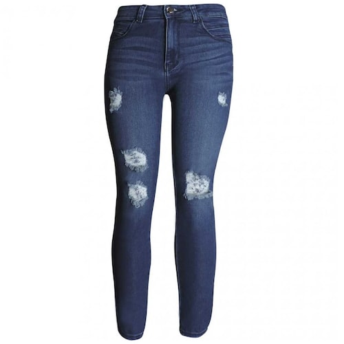 Jeans Skinny con Destrucci&oacute;n Cintura Media Fukka