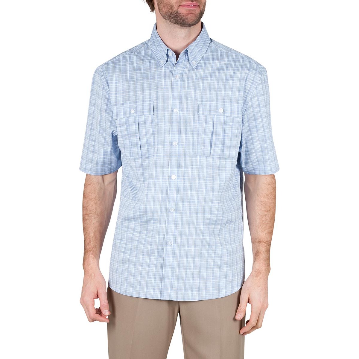 Camisa Azul Manga Corta a Cuadros para Caballero Haggar