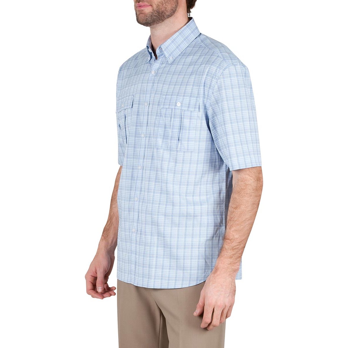 Camisa Azul Manga Corta a Cuadros para Caballero Haggar