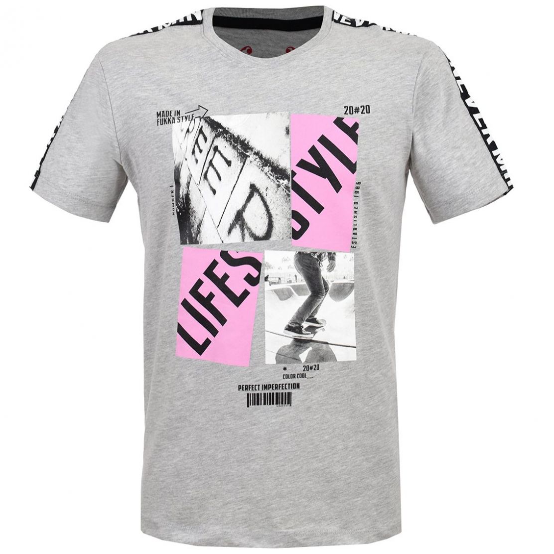 Playera Gris Medio Estampada para Caballero Marca Fukka Modelo B13B546