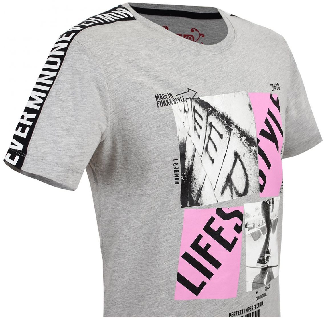 Playera Gris Medio Estampada para Caballero Marca Fukka Modelo B13B546