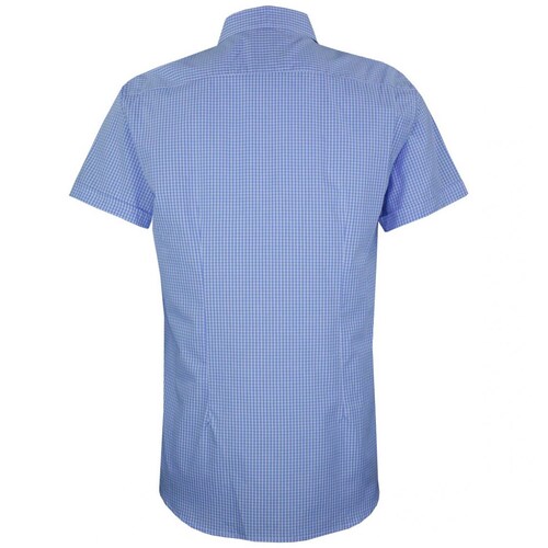 Camisa Manga Corta Slim a Cuadros Azul Modelo P10975 para Caballero Polo Club