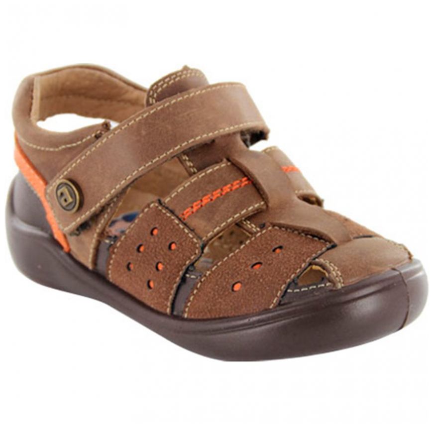 Huarache Cerrado con Velcro Cafe para Nino Audaz Modelo 165705B