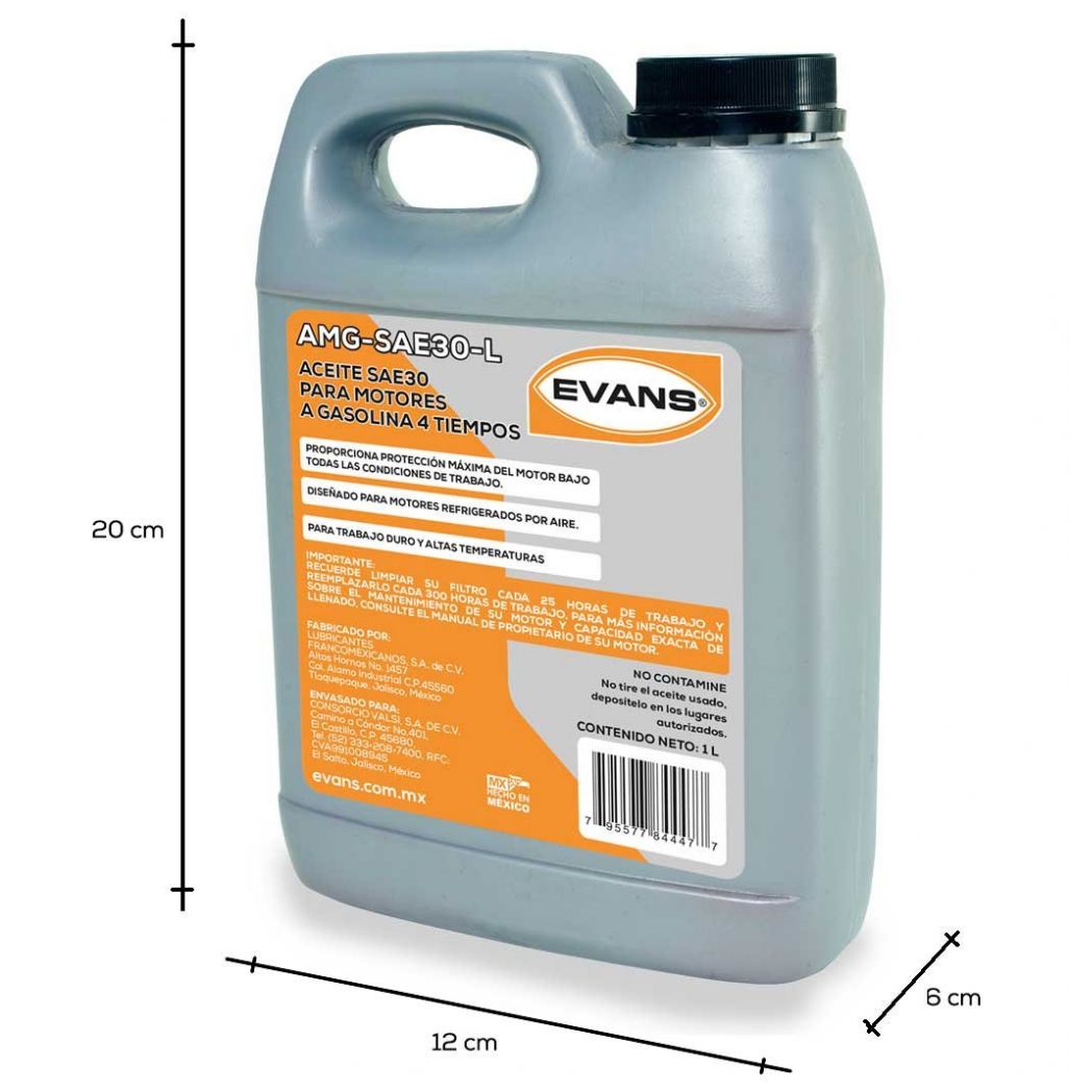 Aceite Sae30 4 Tiempos 940 Ml Evans