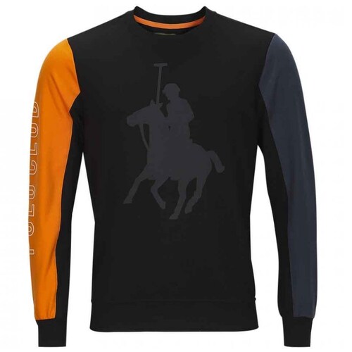 Sudadera Negra con Manga en Contraste para Caballero Polo Club Modelo B17B507