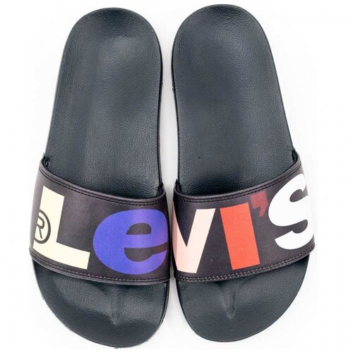 Sandalia Negra con Logo de Colores Levi's