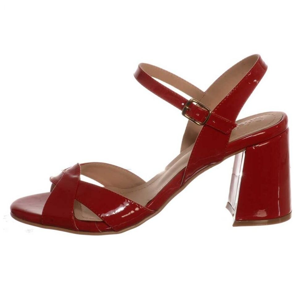 Sandalia Charol con Tacón Y Pulsera Color Rojo Cristeen