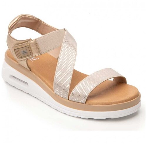 Sandalia para Mujer con Velcro Color Oro Flexi