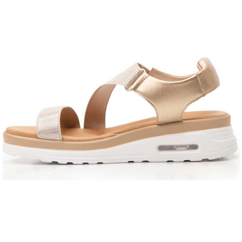 Sandalia para Mujer con Velcro Color Oro Flexi